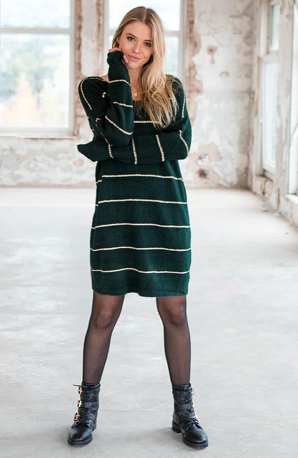 Oversized Gestreepte Tuniek Aïcha Smaragd – shoparchief — foto 2