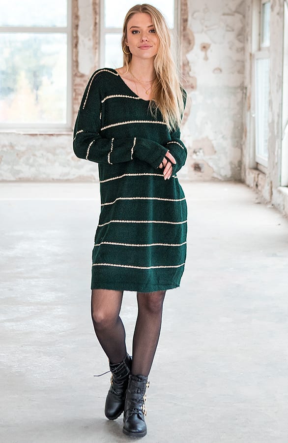 Oversized Gestreepte Tuniek Aïcha Smaragd – shoparchief — foto 3