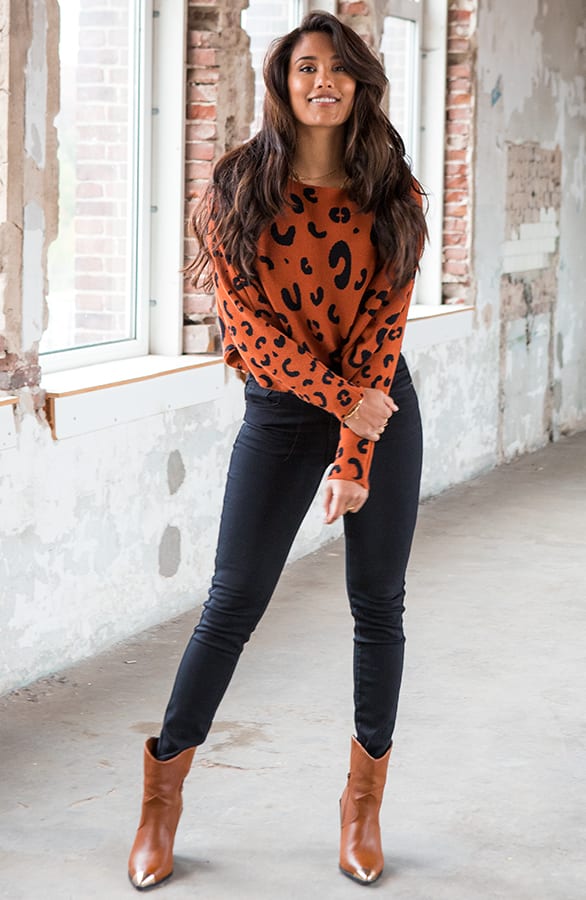 Oversized Leopard Trui Aïda Cognac Zwart – shoparchief — foto 2