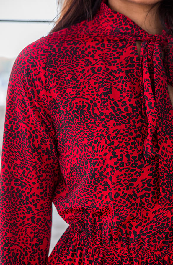 Panter Strikjurk Amy Rood Zwart – shoparchief — foto 3