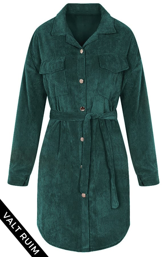 Peggy Corduroy Jurk Smaragdgroen – shoparchief
