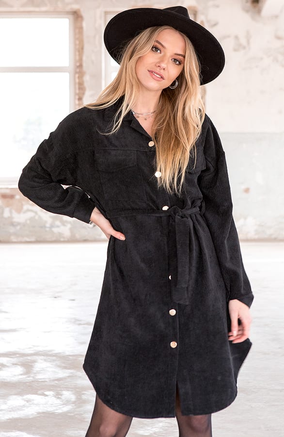 Peggy Corduroy Jurk Zwart – shoparchief — foto 2