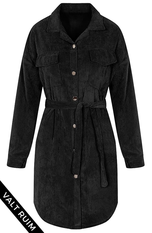 Peggy Corduroy Jurk Zwart – shoparchief