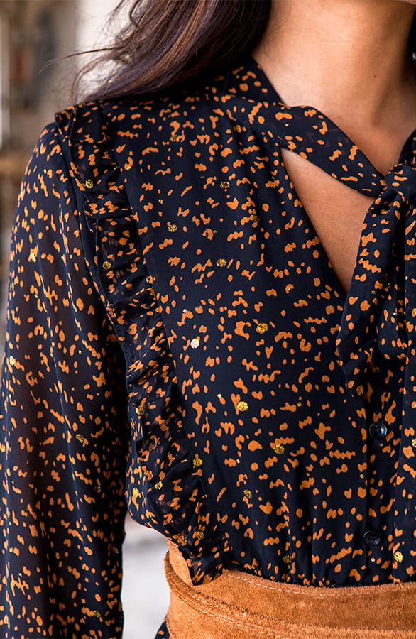 Ruches Jurk Met Stippen Phebe Zwart – shoparchief — foto 4