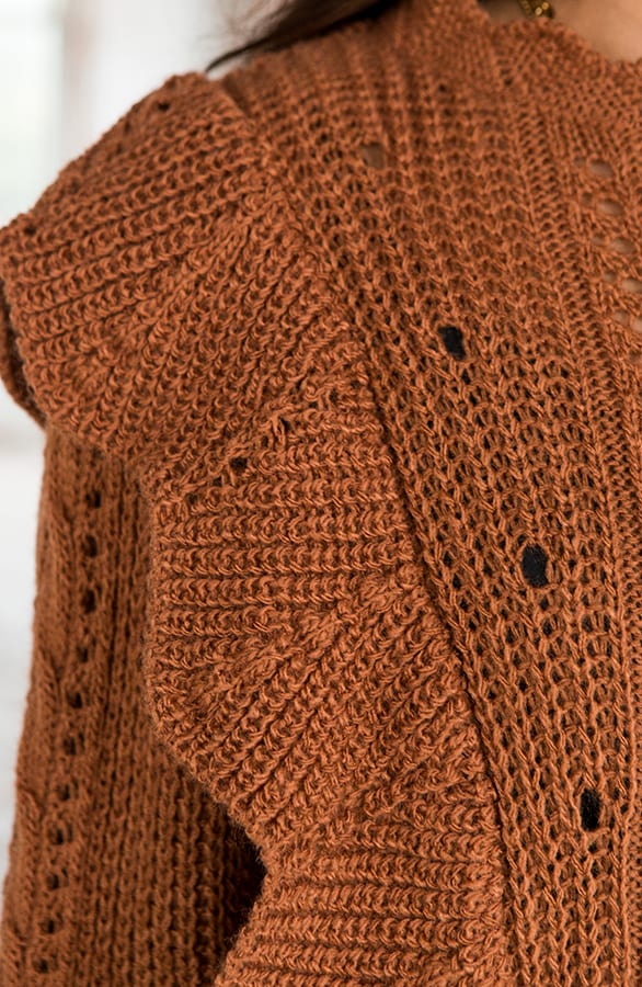 Ruches Trui Gehaakt Jolie Cognac – shoparchief — foto 4