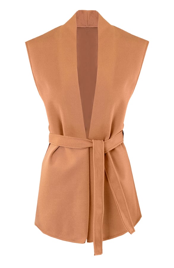 Soft Vest Met Strik Caro Camel – shoparchief