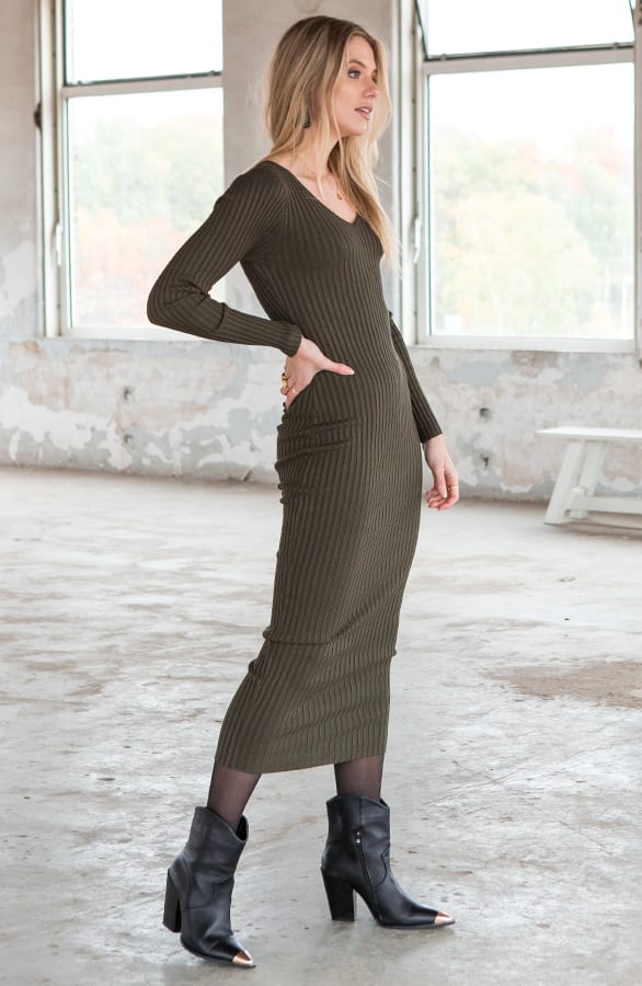 Stretch Rib Jurk Nola Army – shoparchief — foto 3