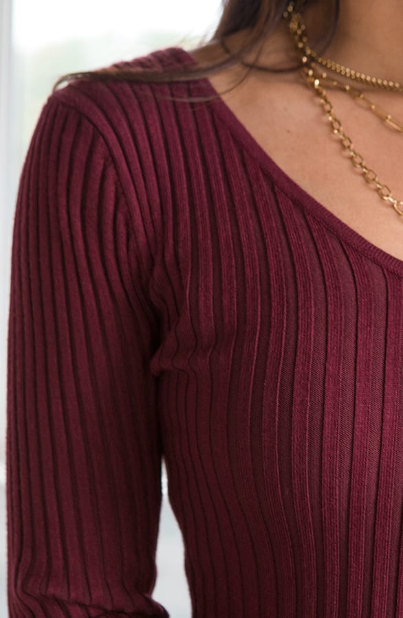Stretch Rib Jurk Nola Bordeaux – shoparchief — foto 3