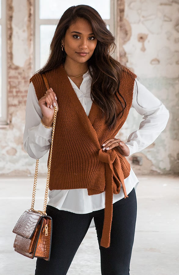Strik Vest Spencer Vivian Cognac – shoparchief