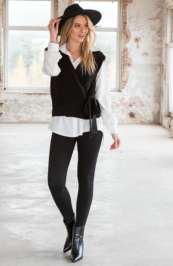 Strik Vest Spencer Vivian Zwart – shoparchief — foto 2