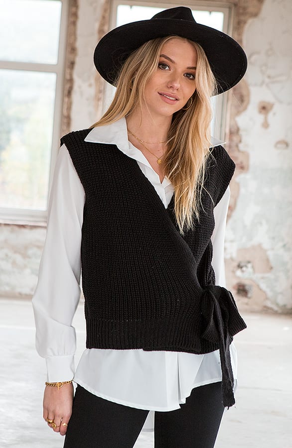 Strik Vest Spencer Vivian Zwart – shoparchief
