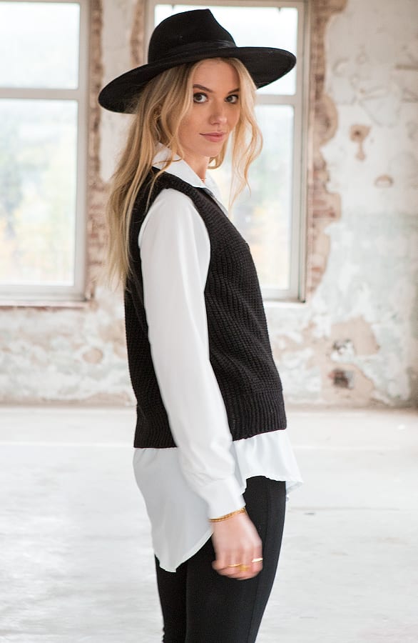 Strik Vest Spencer Vivian Zwart – shoparchief — foto 3