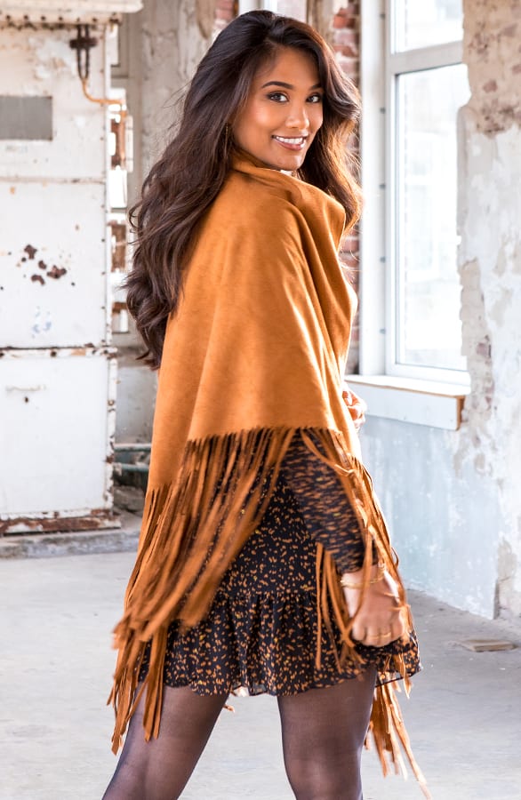 Suede Poncho Quirine Cognac – shoparchief — foto 3