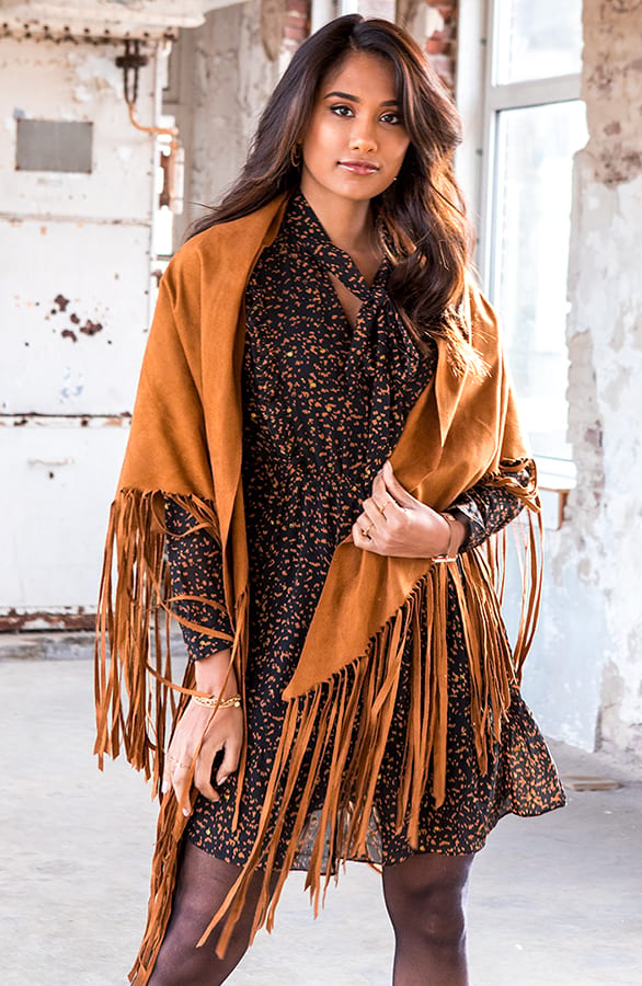 Suede Poncho Quirine Cognac – shoparchief — foto 2