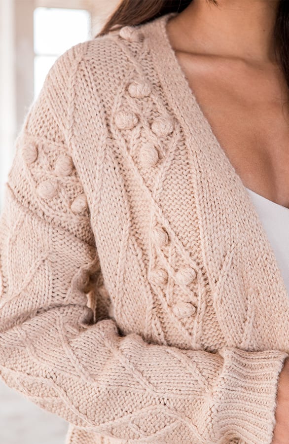 Vest Met Pompons Gebreid Teresa Beige – shoparchief — foto 4