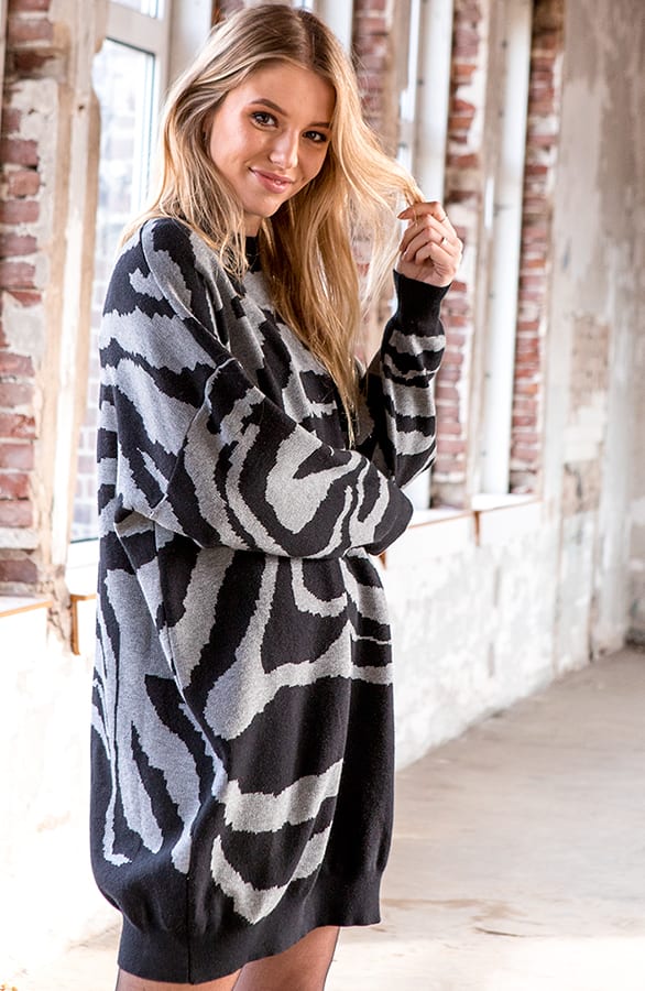 Tuniek Zebraprint Amely Zwart Grijs β shoparchief
