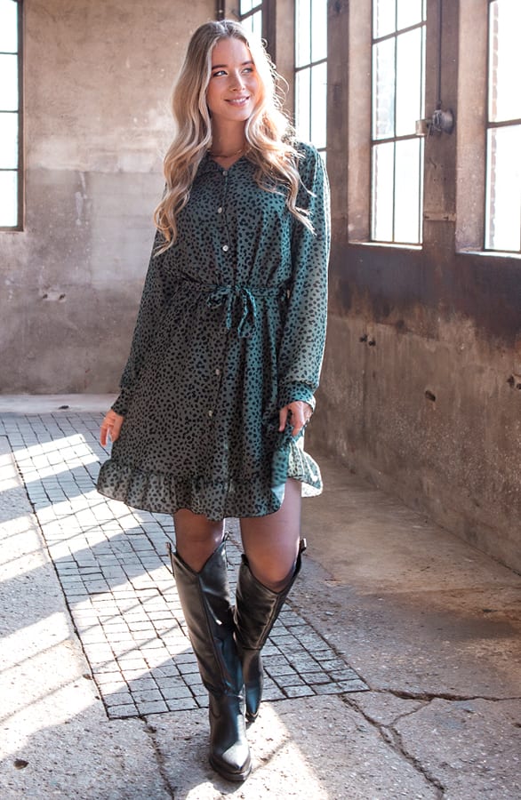 Cheetah Jurk Fay Legergroen – shoparchief — foto 3
