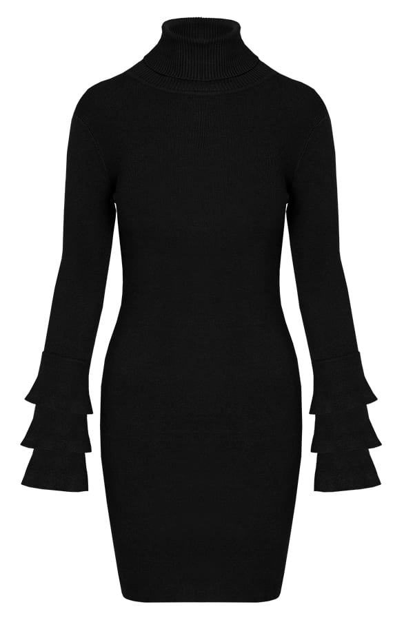 Col Jurk Ruffles Noor Zwart – shoparchief