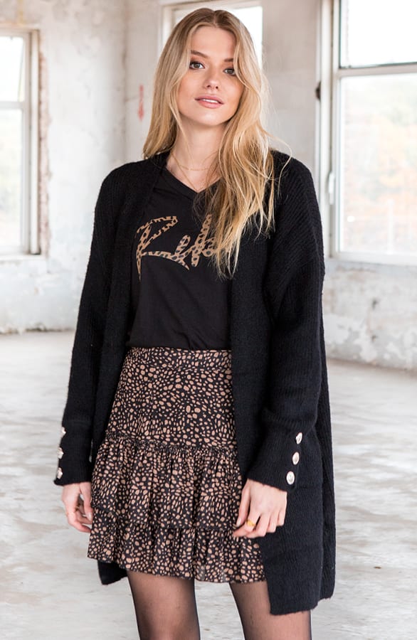 Gebreid Vest Knopen Celeste Zwart – shoparchief — foto 2