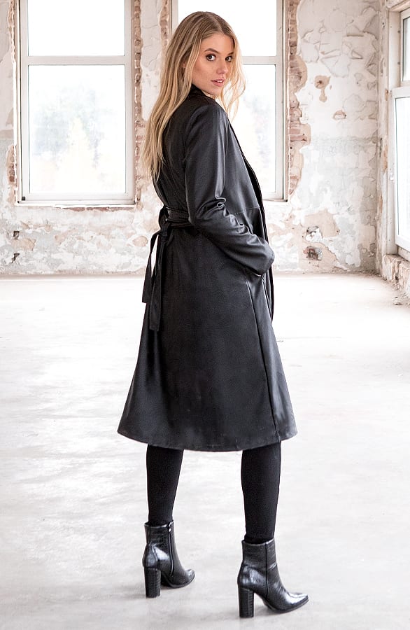 Lang leren vest Abbie Zwart – shoparchief — foto 2