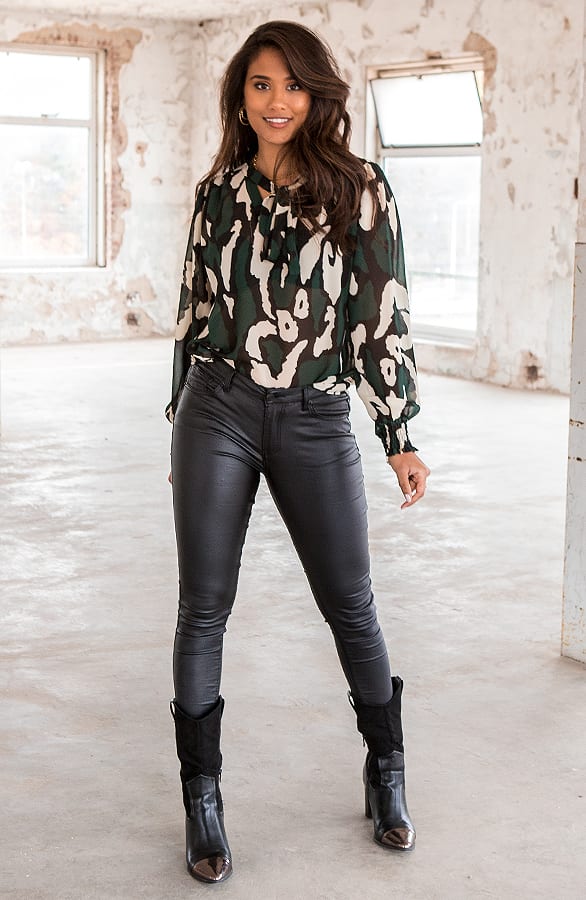 Legerprint Blouse Yvet Smaragd – shoparchief — foto 2
