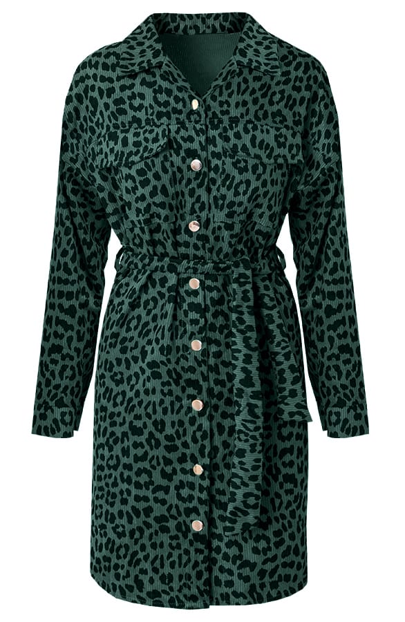 Panter Corduroy Jurk Nicole Smaragdgroen – shoparchief