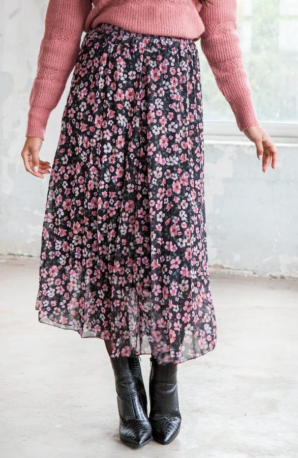 Plisse Maxi Bloemen Rok Dylan Roze – shoparchief