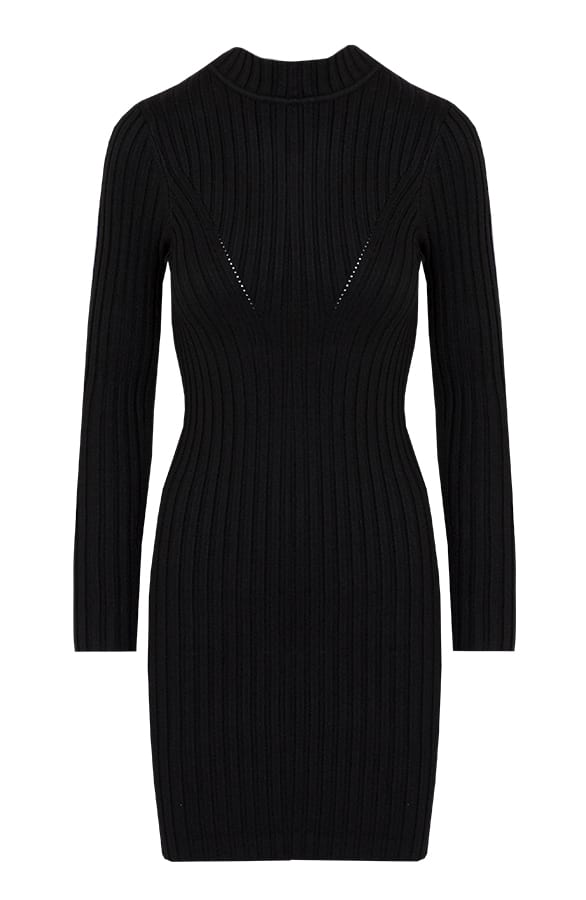 Ribstof Stretch Jurk Scarlett Zwart – shoparchief