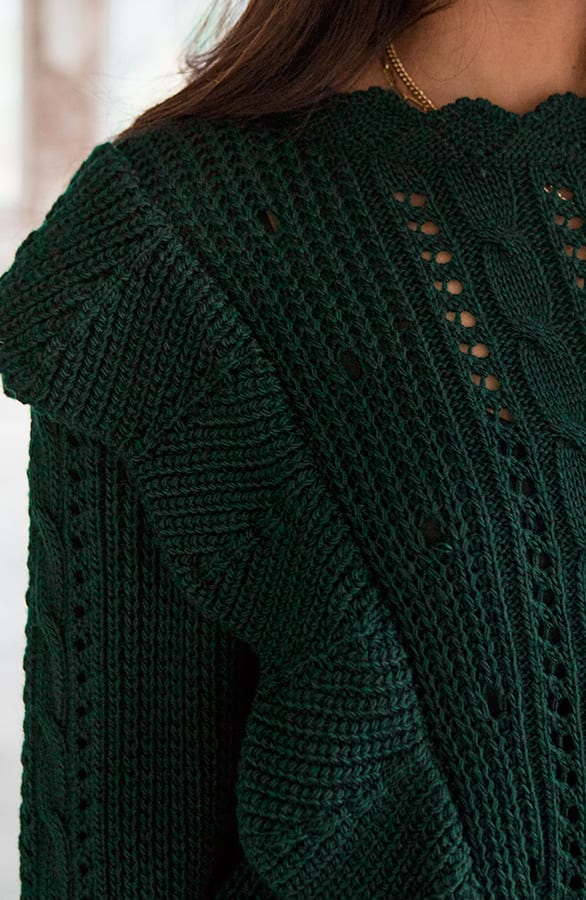 Ruches Trui Gehaakt Jolie Smaragdgroen – shoparchief — foto 4
