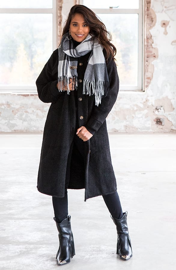 Sjaal Geblokt Cashmere Vera Grijs – shoparchief — foto 2