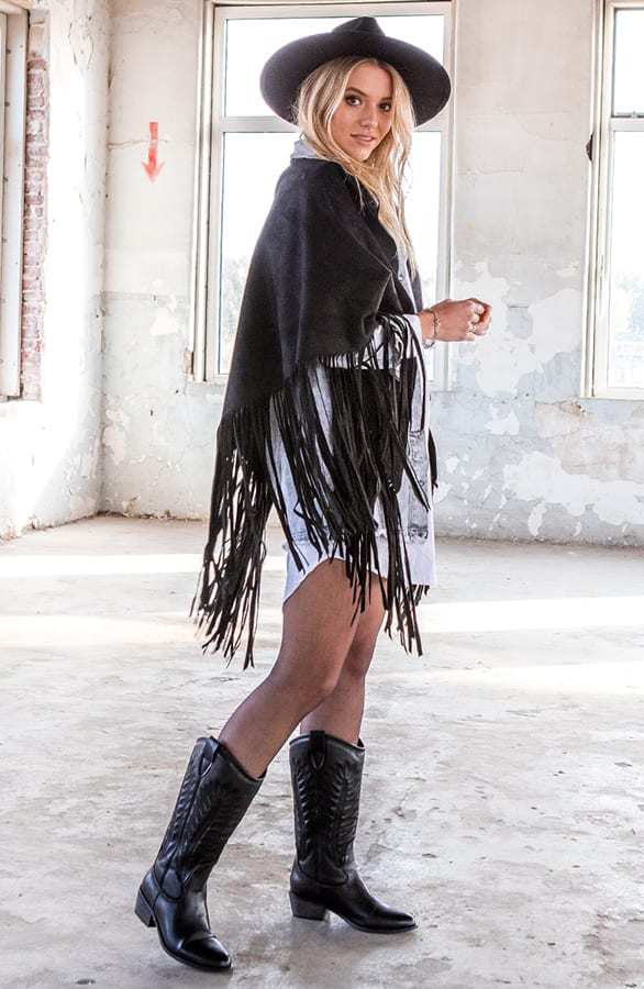 Suede Poncho Quirine Zwart – shoparchief — foto 3