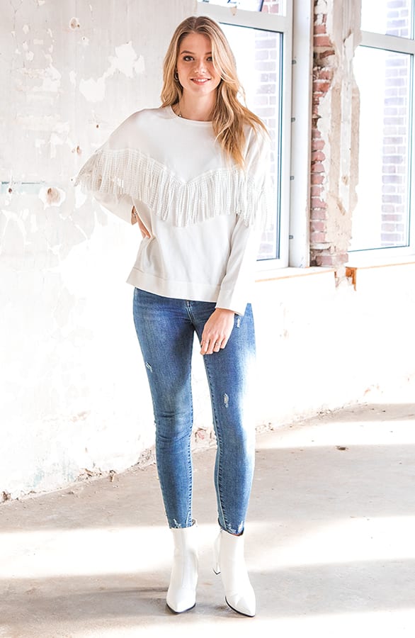 Trui Met Franjes Kaylinn Creme – shoparchief — foto 2