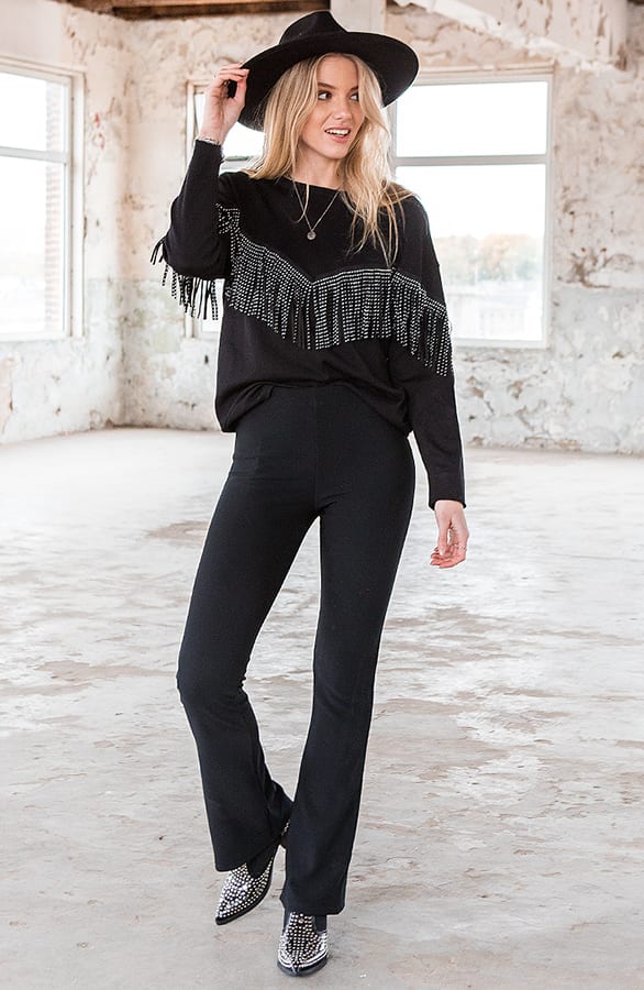 Trui Met Franjes Kaylinn Zwart – shoparchief — foto 4