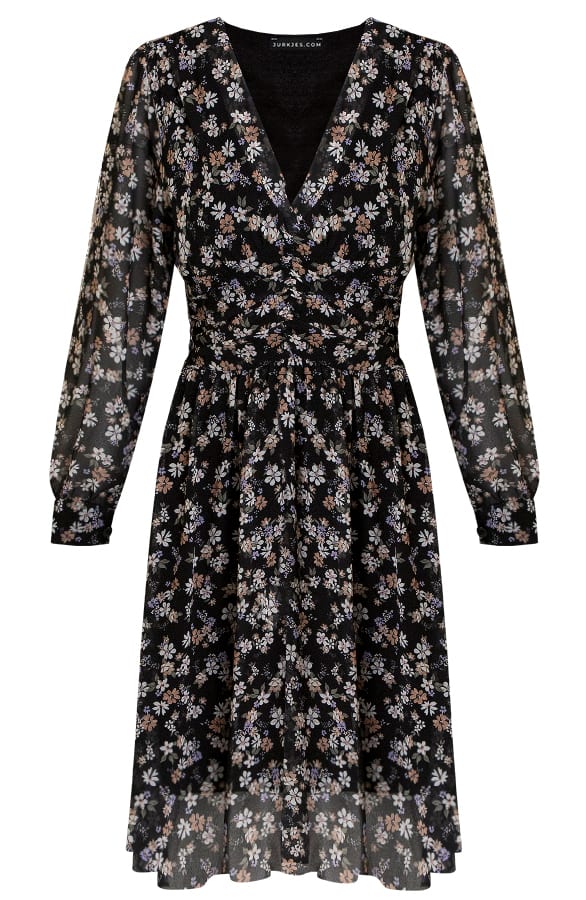 Jurk Met Bloemen Fiona Zwart – shoparchief