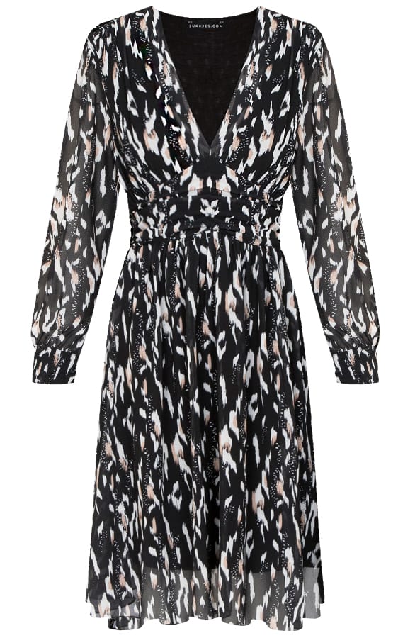 Jurk Met Panterprint Fiona Zwart – shoparchief