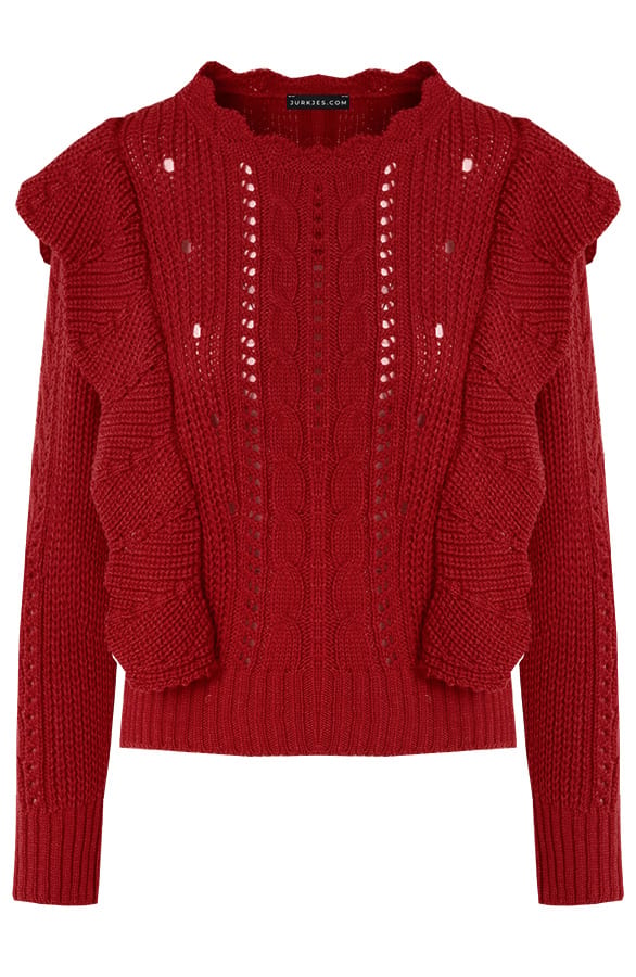 Ruches Trui Gehaakt Jolie Rood – shoparchief