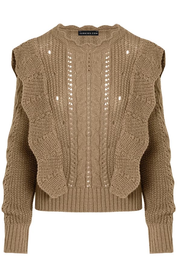 Ruches Trui Gehaakt Jolie Taupe – shoparchief