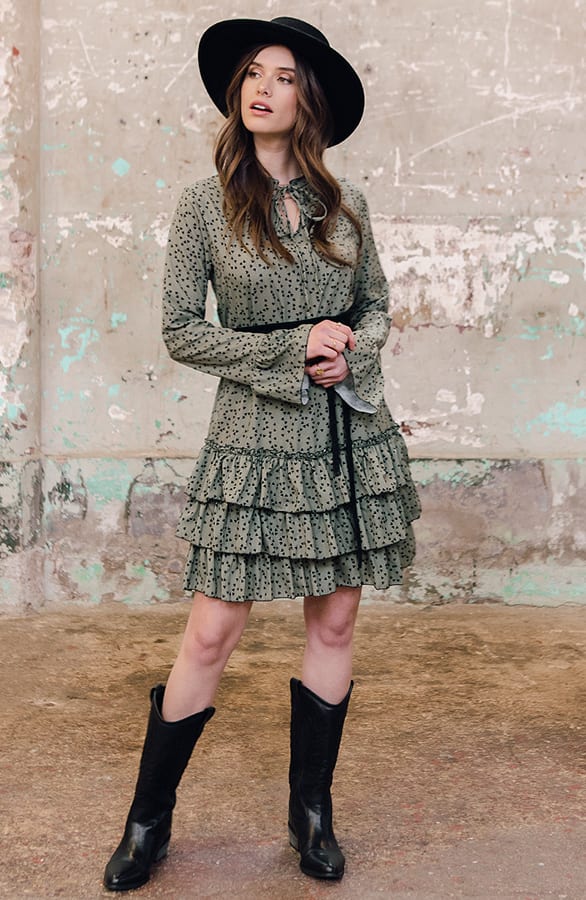 Evelyn Hartjes Ruches Jurk Legergroen – shoparchief — foto 7