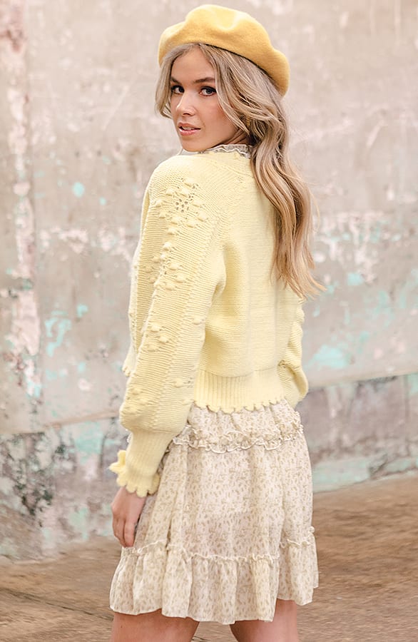 Gehaakt Pompon Vest Chrissy Geel – shoparchief — foto 3