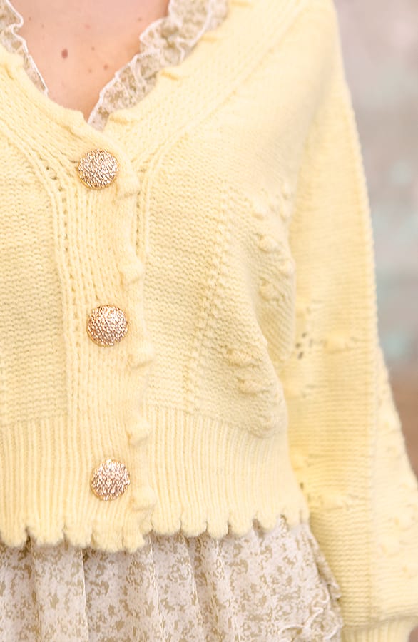Gehaakt Pompon Vest Chrissy Geel – shoparchief — foto 4