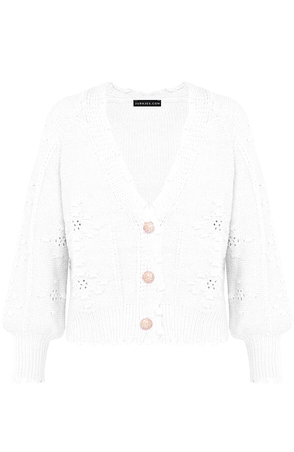 Gehaakt Pompon Vest Chrissy Offwhite – shoparchief