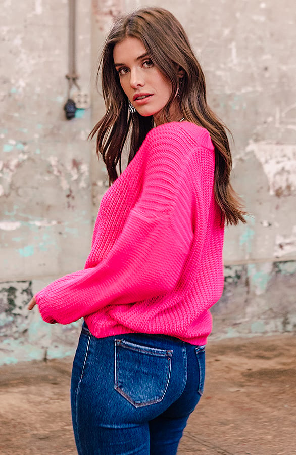 Gehaakte Trui Neon Pink Joan – shoparchief — foto 2