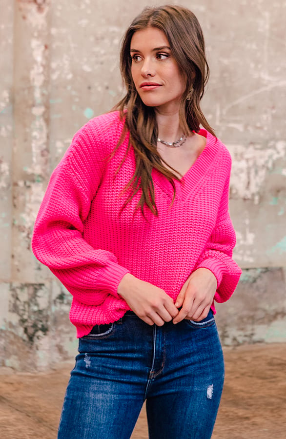 Gehaakte Trui Neon Pink Joan – shoparchief