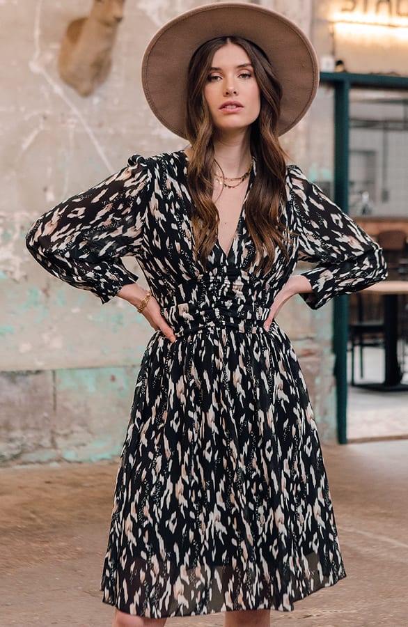 Jurk Met Panterprint Fiona Zwart – shoparchief — foto 6