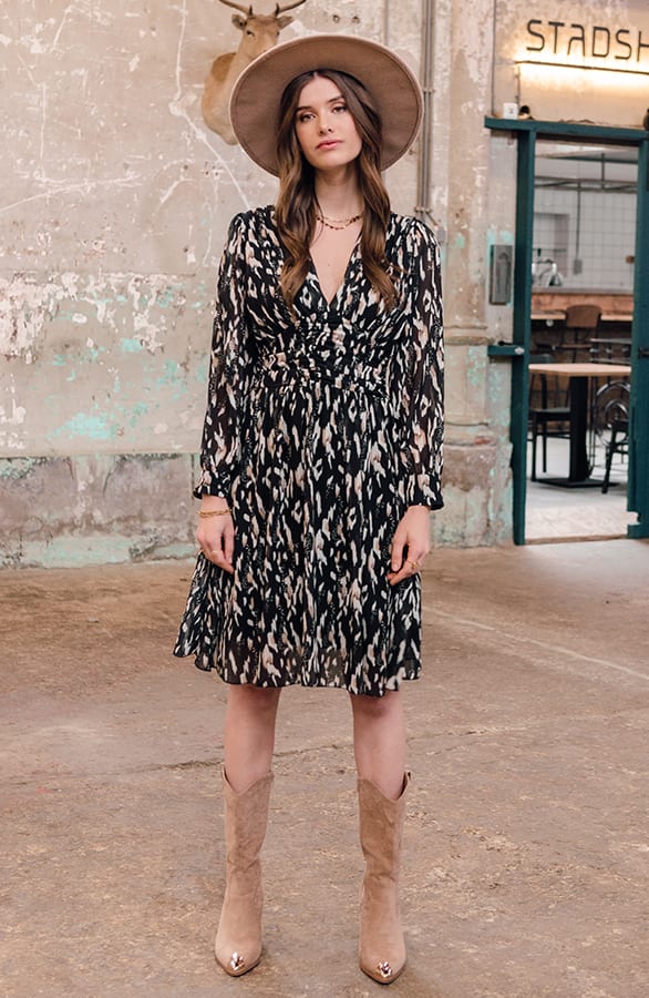 Jurk Met Panterprint Fiona Zwart – shoparchief — foto 5