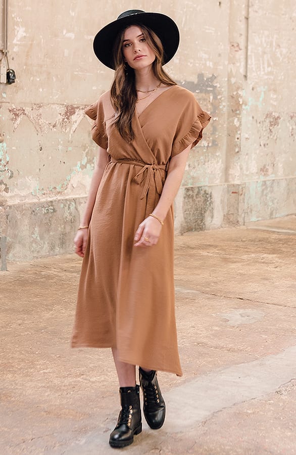 Midi Jurk Jazzie Camel 2.0 – shoparchief — foto 2