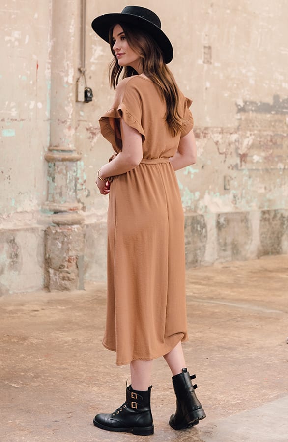 Midi Jurk Jazzie Camel 2.0 – shoparchief — foto 4