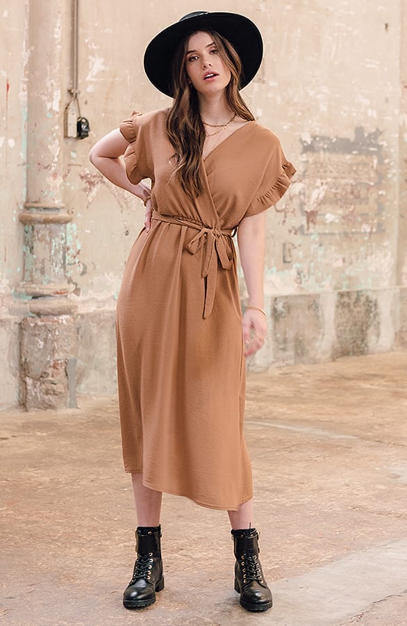 Midi Jurk Jazzie Camel 2.0 – shoparchief — foto 3