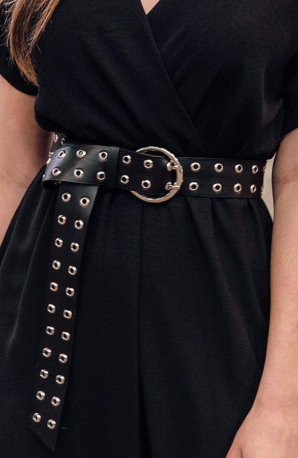 Leren Riem Lang Isla Zwart Goud – shoparchief — foto 2