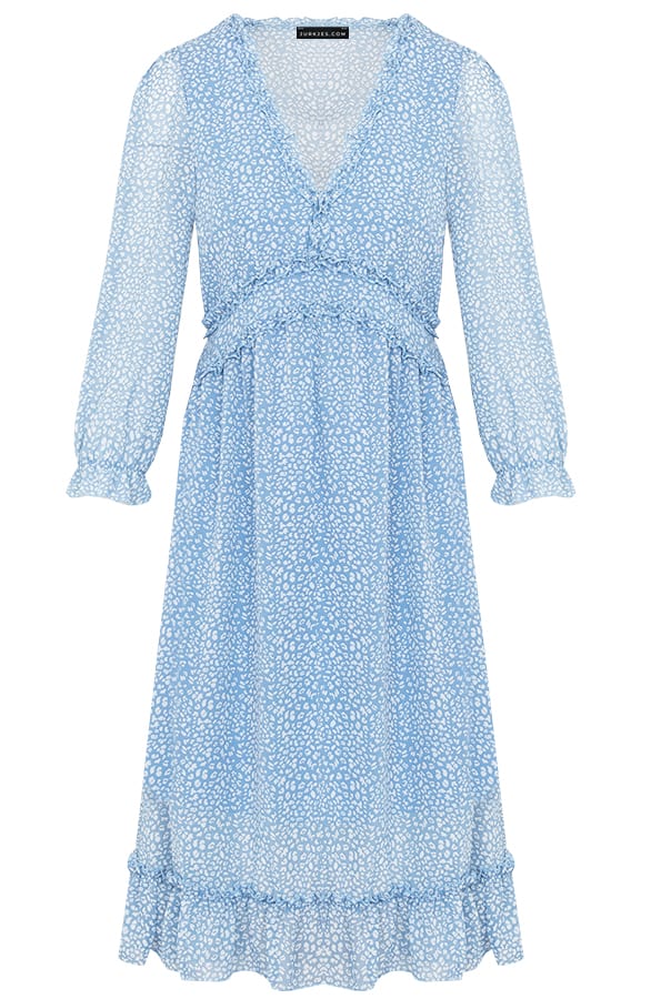 Panter Ruches Jurk Jaël Blauw – shoparchief